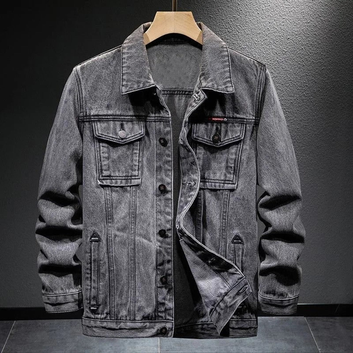 Denim Trucker Jacket with Relaxed Fit and Button-Front - Image 3