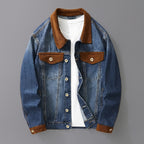 Denim Trucker Jacket with Relaxed Fit and Corduroy Trim - Image 1
