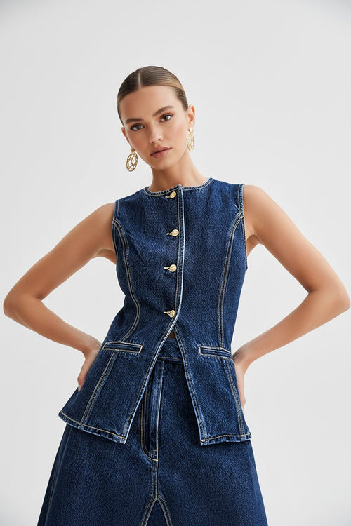 NOVA | Women’s Denim Co-Ord Set – Denim Top & Shorts Matching Set