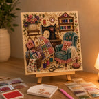 Diamond Painting Kit With Pearls And Special-Shaped Gems Vintage Sewing Scene - Image 2