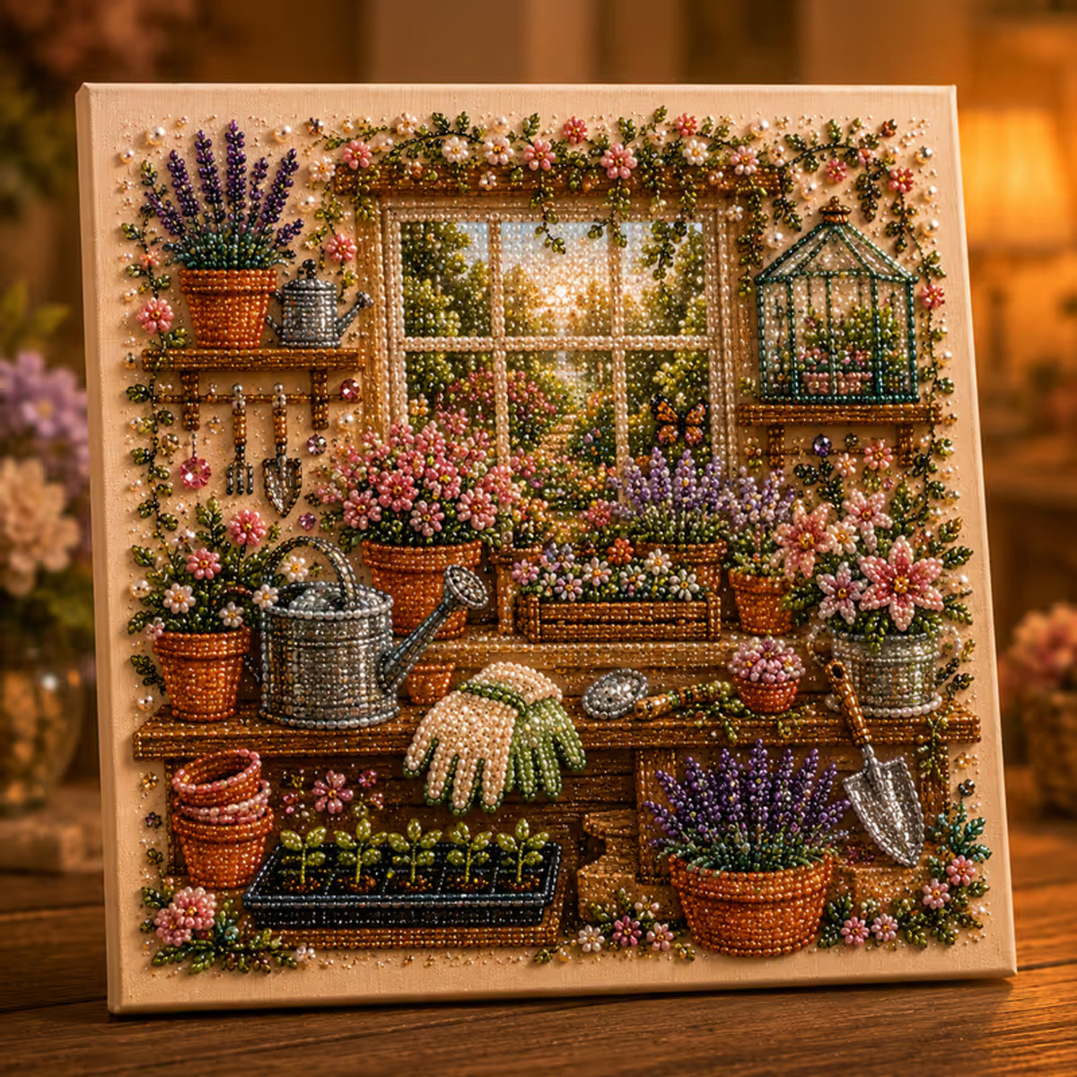 Diamond Painting Kit With Pearls And Special-Shaped Gems Vintage Sewing Scene - Image 6