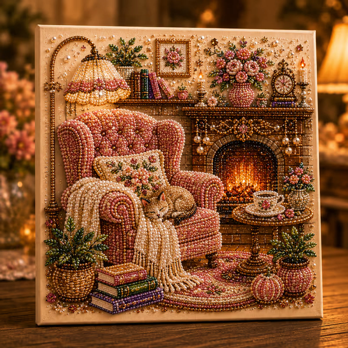 Diamond Painting Kit With Pearls And Special-Shaped Gems Vintage Sewing Scene - Image 5