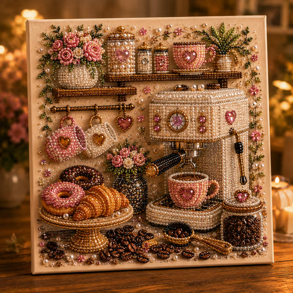 Diamond Painting Kit With Pearls And Special-Shaped Gems Vintage Sewing Scene - Image 8