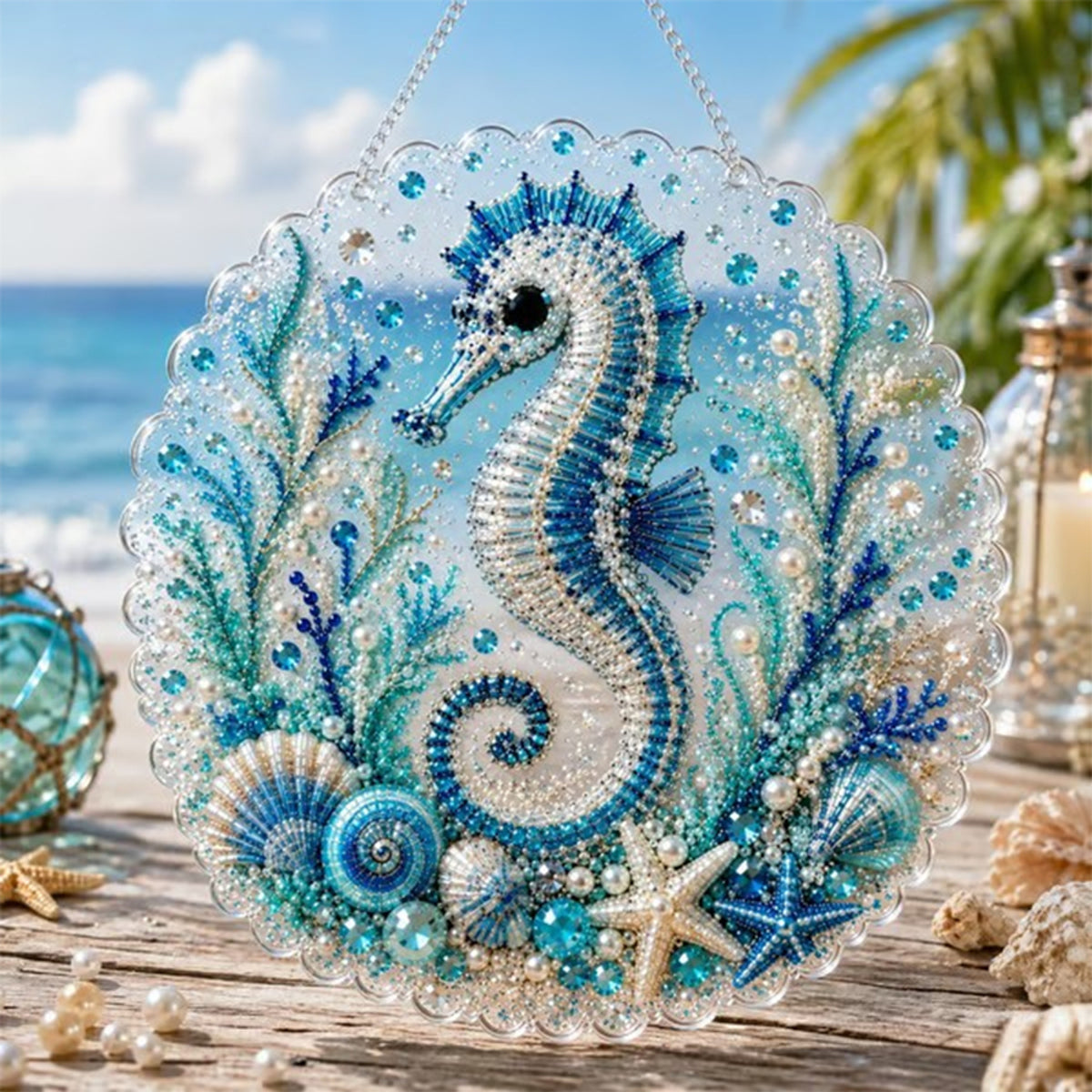Diy Ocean Pearl Art Kit With Layered Bead And Gem Design - Image 14