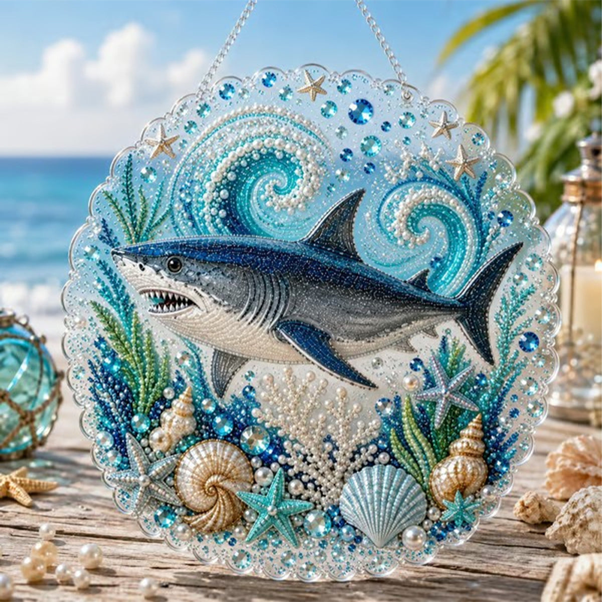 Diy Ocean Pearl Art Kit With Layered Bead And Gem Design - Image 16