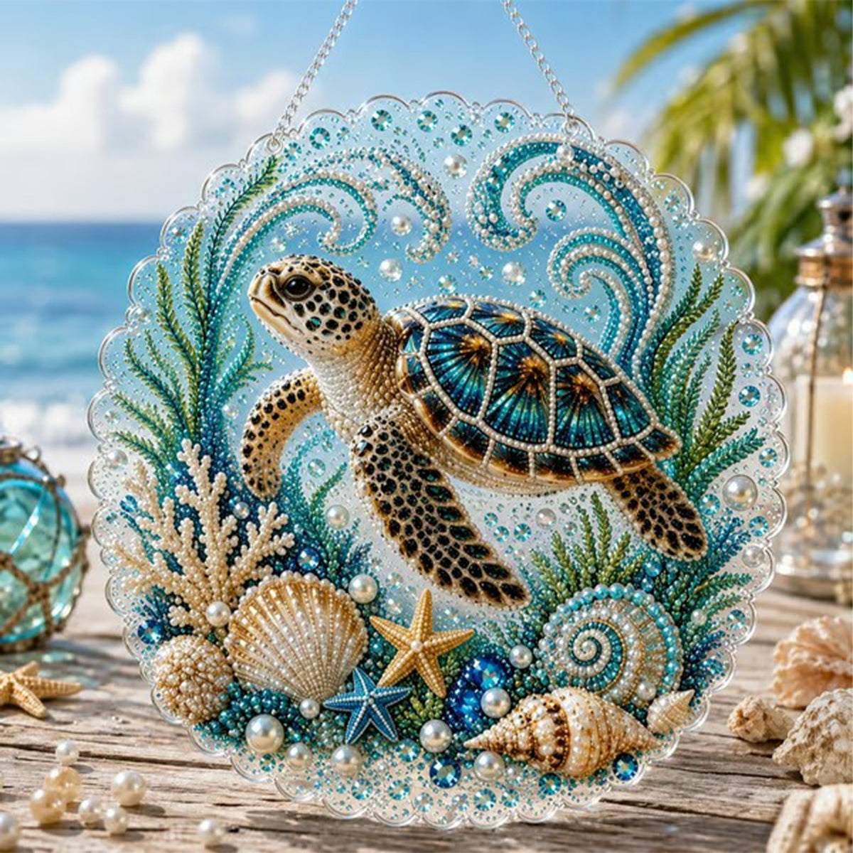 Diy Ocean Pearl Art Kit With Layered Bead And Gem Design - Image 17