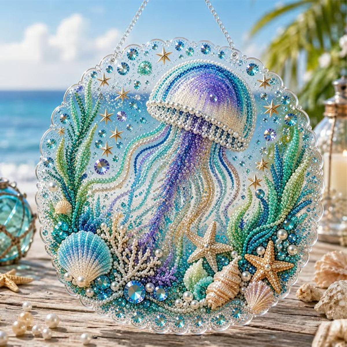 Diy Ocean Pearl Art Kit With Layered Bead And Gem Design - Image 19