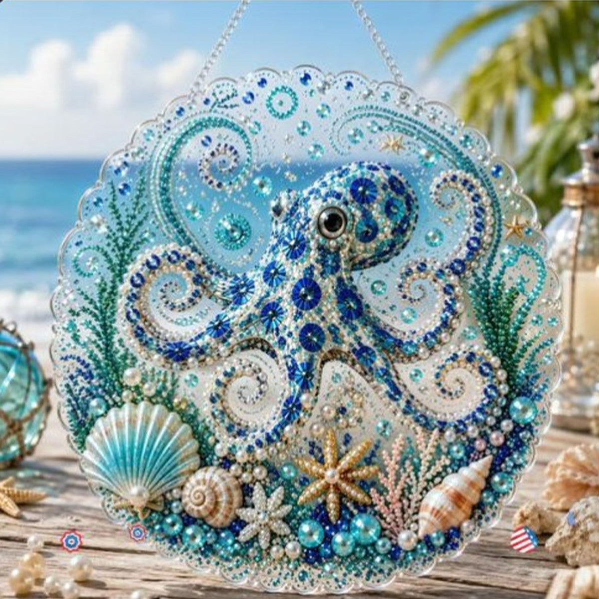 Diy Ocean Pearl Art Kit With Layered Bead And Gem Design - Image 20