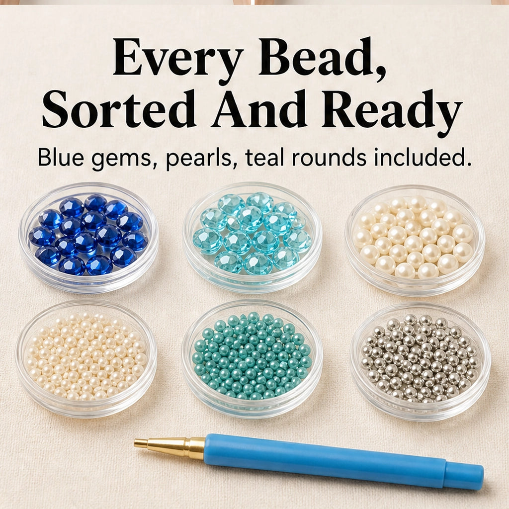 Diy Ocean Pearl Art Kit With Layered Bead And Gem Design - Image 7