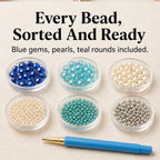 Diy Ocean Pearl Art Kit With Layered Bead And Gem Design - Image 7