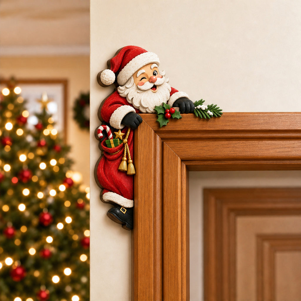 Door Frame Corner Christmas Decoration With Hand-Painted Festive Design - Image 3
