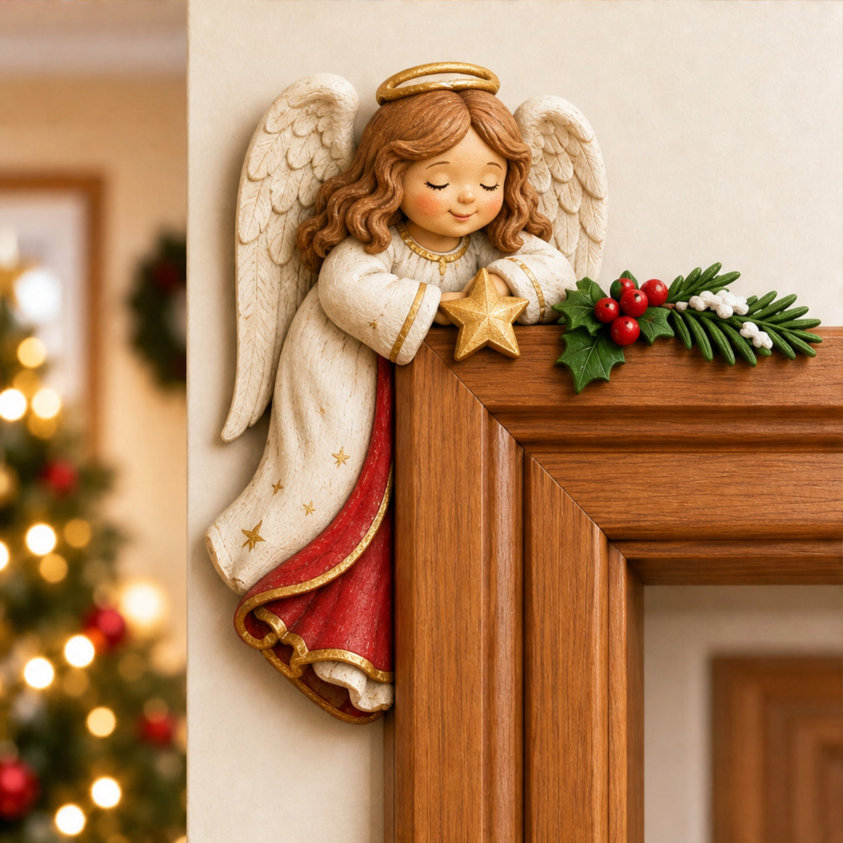 Door Frame Corner Christmas Decoration With Hand-Painted Festive Design - Image 5