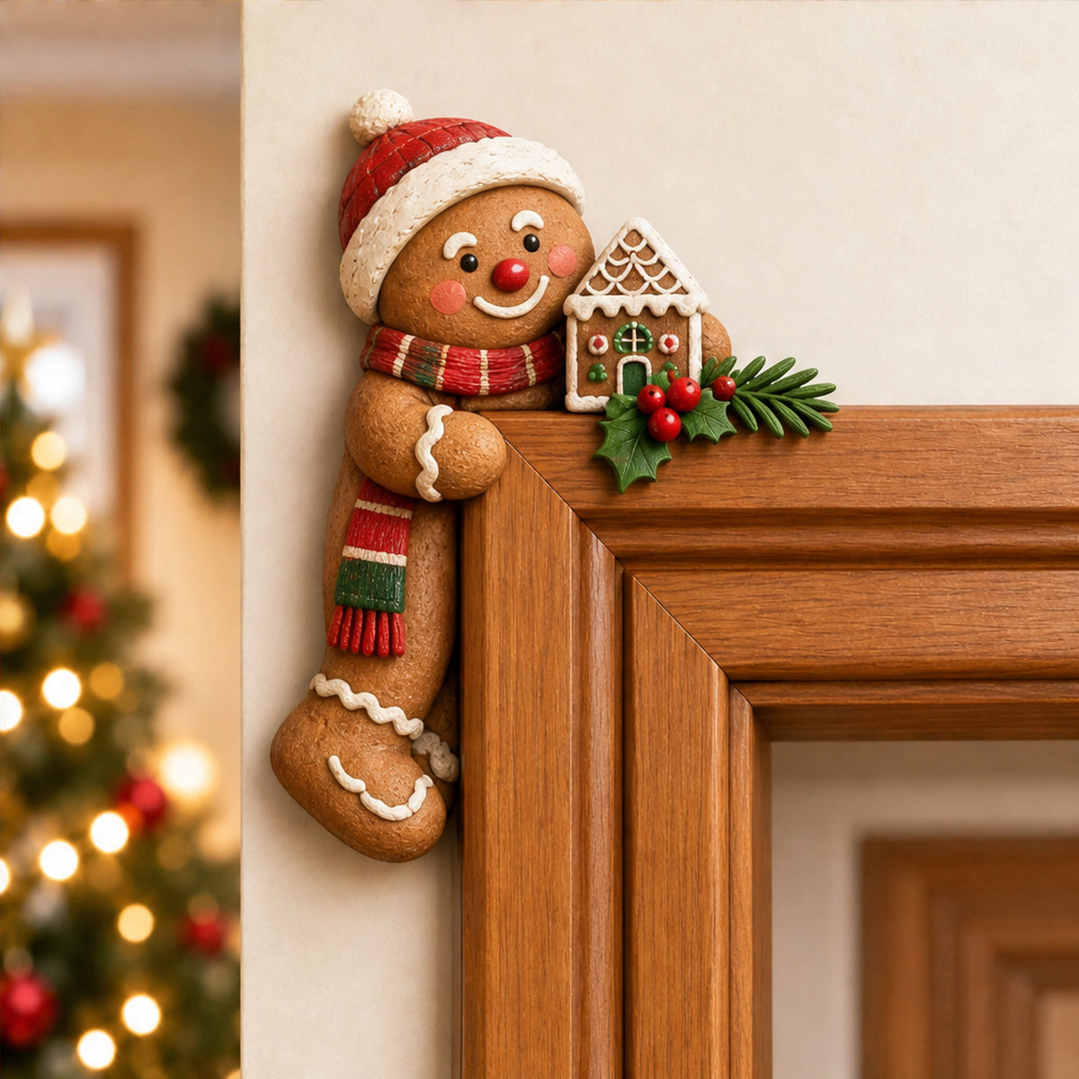 Door Frame Corner Christmas Decoration With Hand-Painted Festive Design - Image 6