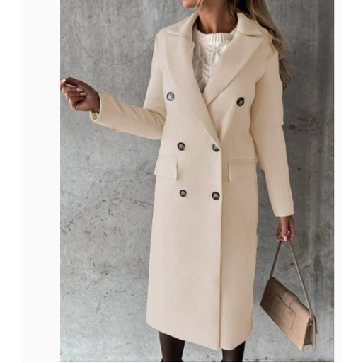 Double Breasted Coat with Slim Fit Silhouette and Lapel Collar - Image 8