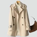 Double Breasted Trench Coat with Adjustable Belt and Streamlined Fit - Image 1