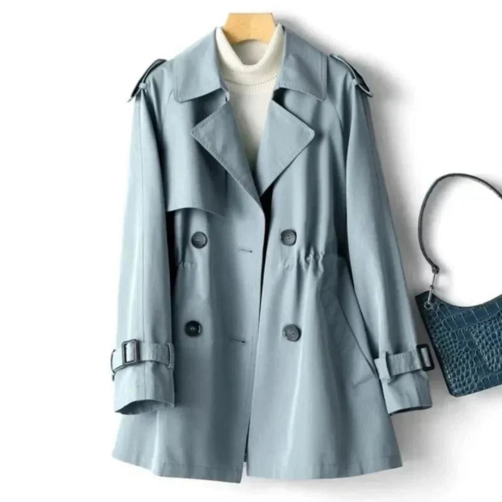 Double Breasted Trench Coat with Adjustable Belt and Streamlined Fit - Image 4
