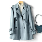 Double Breasted Trench Coat with Adjustable Belt and Streamlined Fit - Image 4