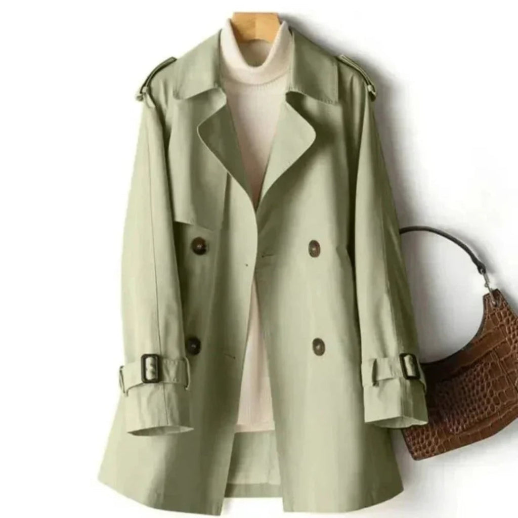 Double Breasted Trench Coat with Adjustable Belt and Streamlined Fit - Image 3