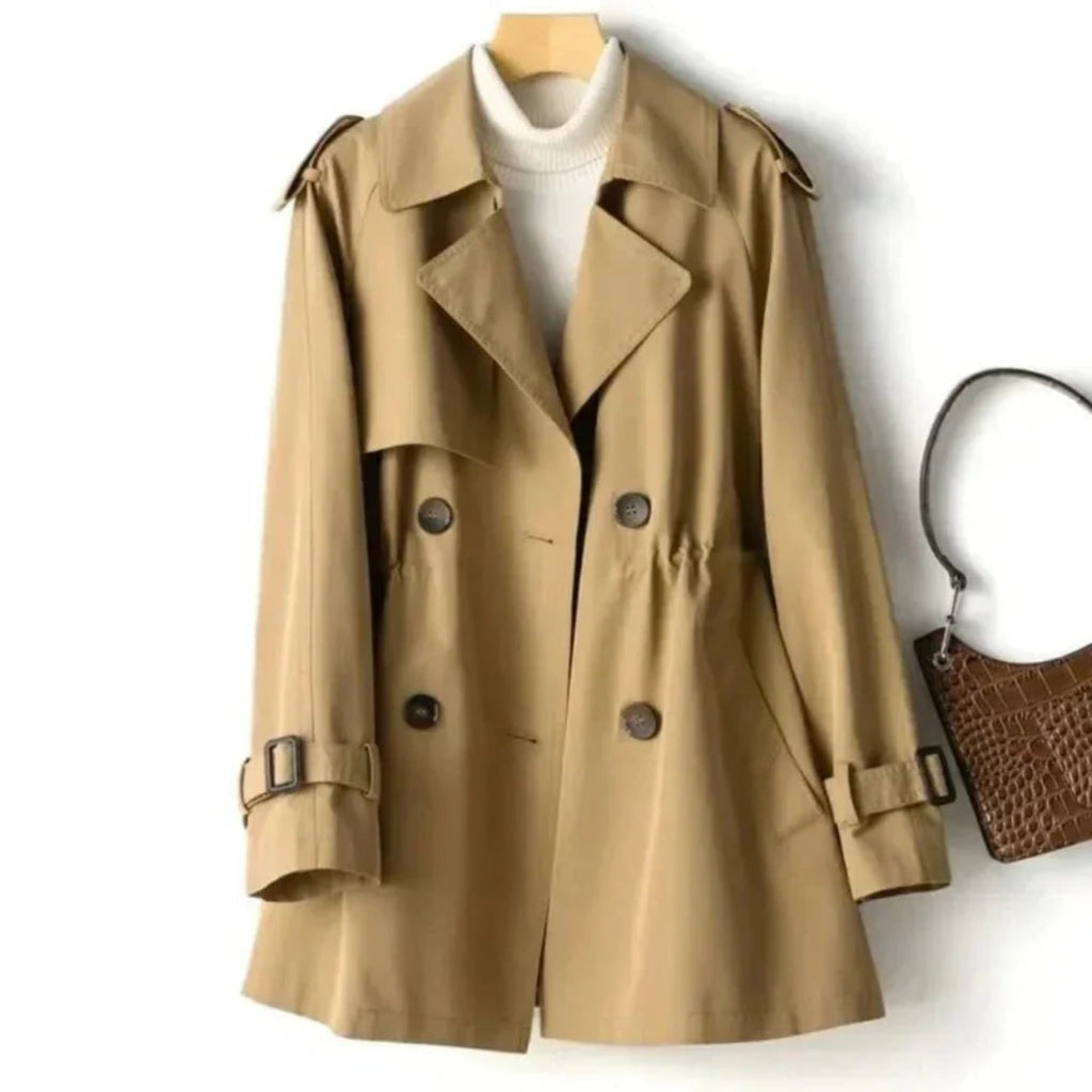 Double Breasted Trench Coat with Adjustable Belt and Streamlined Fit - Image 2