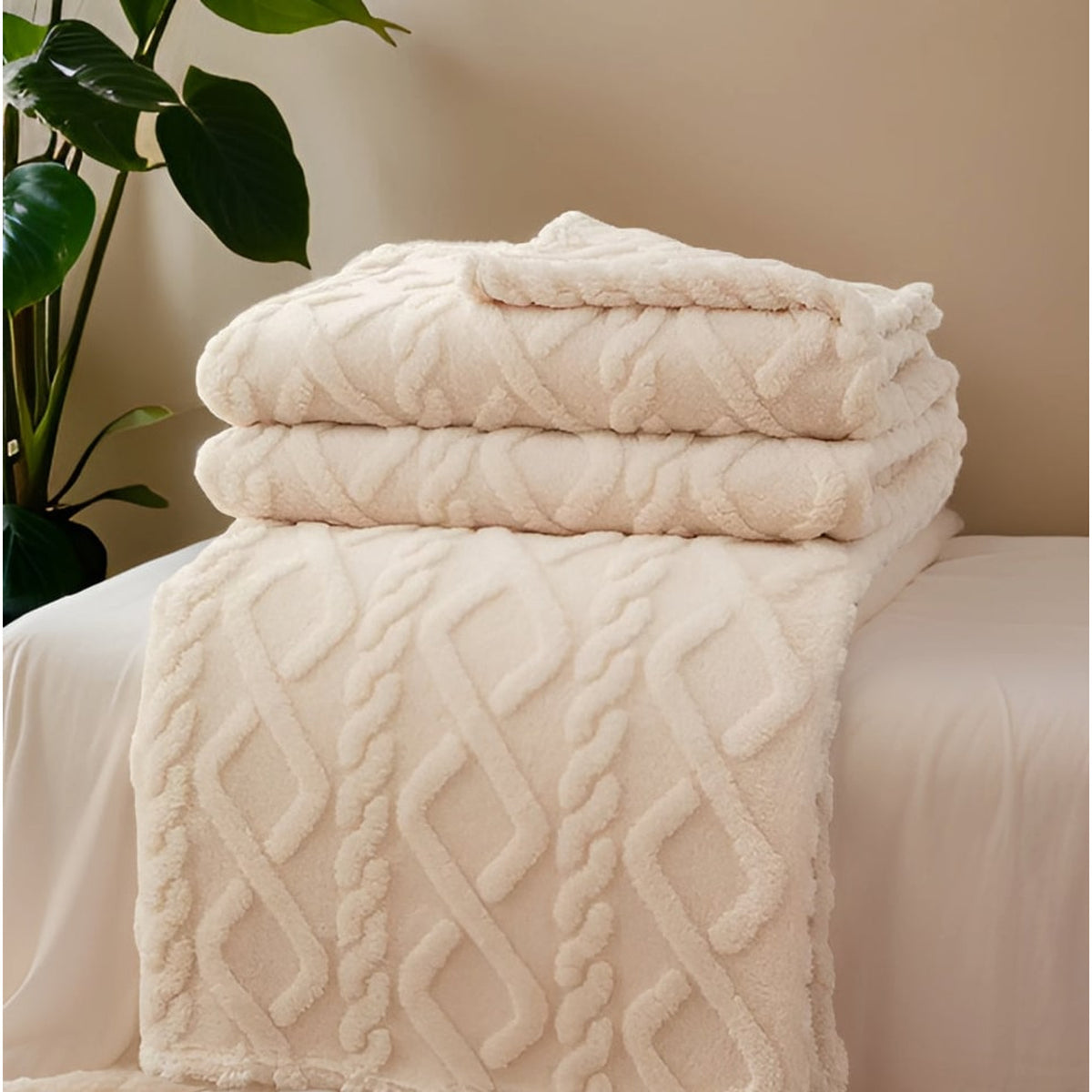 Double-Layer Fleece Blanket With Modern Geometric Design - Image 10