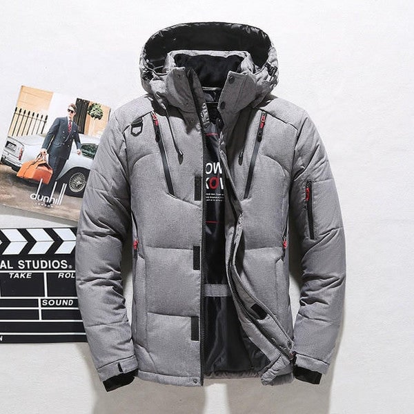 Down Jacket with Removable Hooded Design and Zip Front - Image 2