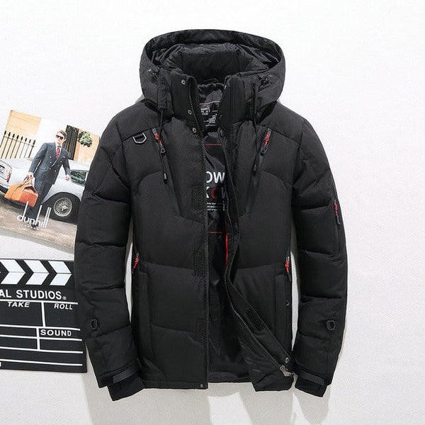 Down Jacket with Removable Hooded Design and Zip Front - Image 3