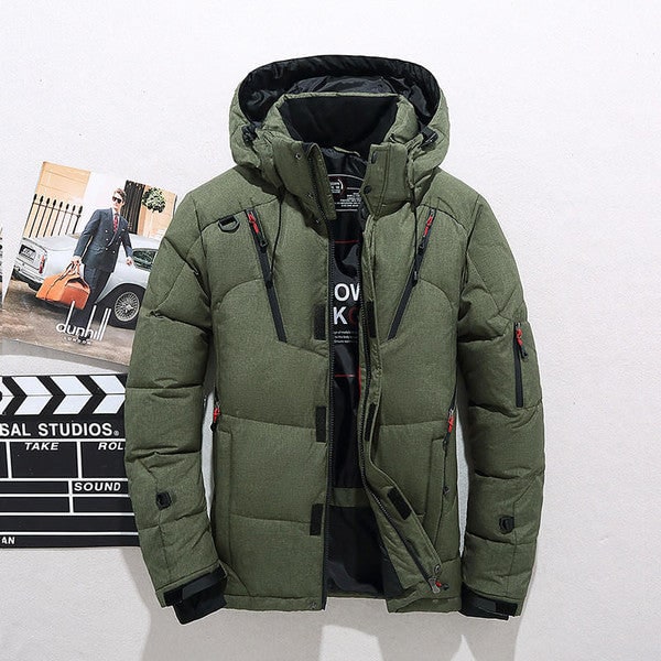 Down Jacket with Removable Hooded Design and Zip Front - Image 5