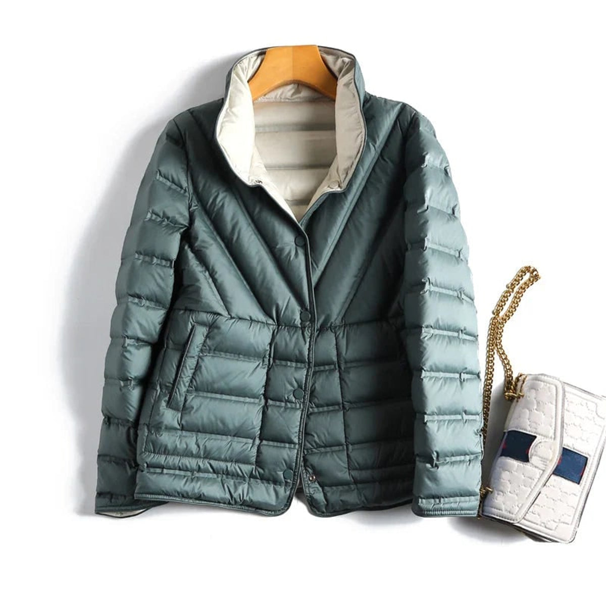 Down Jacket with Waterproof Reversible Shell and Hidden-Snap Closure - Image 3