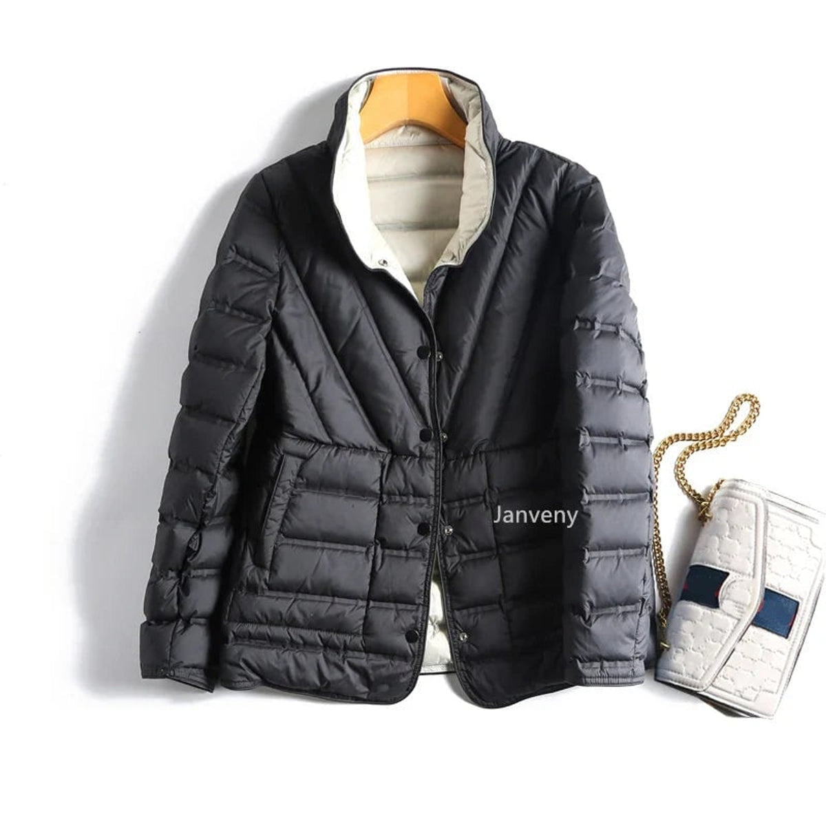 Down Jacket with Waterproof Reversible Shell and Hidden-Snap Closure - Image 2