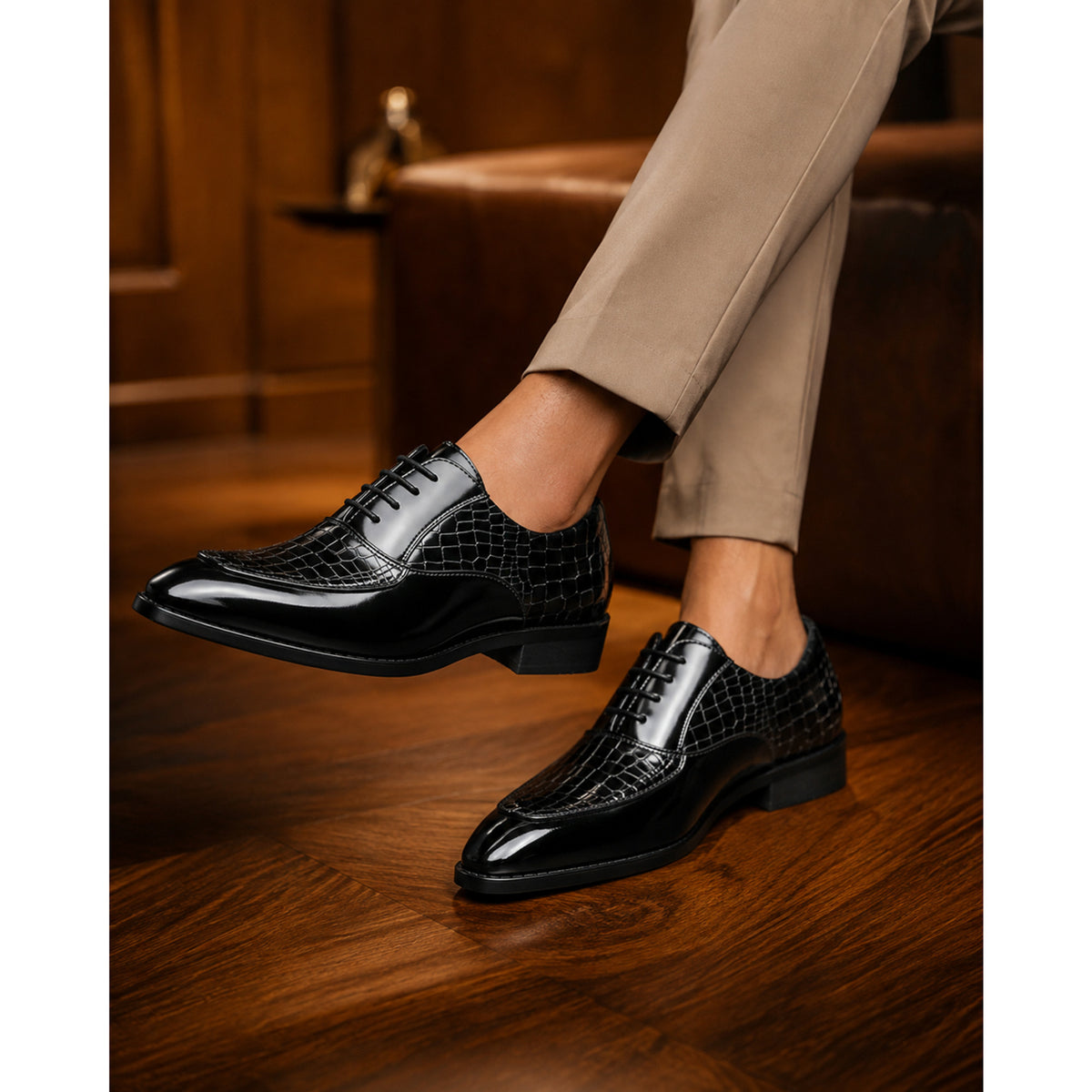 Dress Shoes with Cushioned Leather Lining and Croc Embossed - Image 5