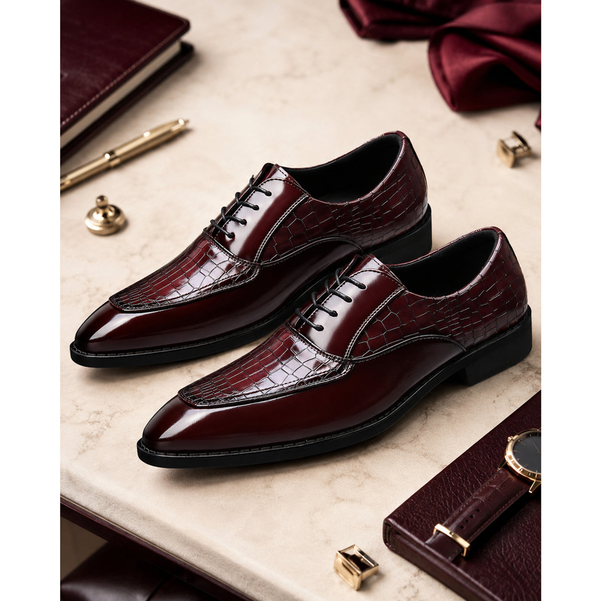 Dress Shoes with Cushioned Leather Lining and Croc Embossed - Image 2
