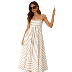 NOVA | Women’s Striped Maxi Dress – Strappy Flared Summer Dress, Holiday & Occasion Dress
