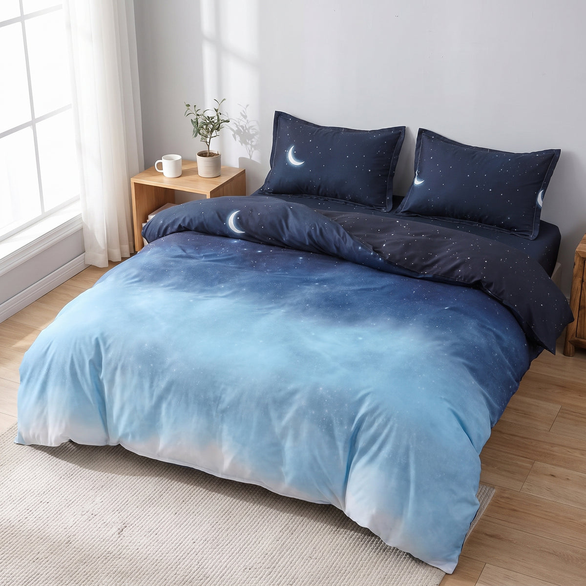 Duvet Cover Set Reversible Microfiber Bedding With Pillowcases - Image 1