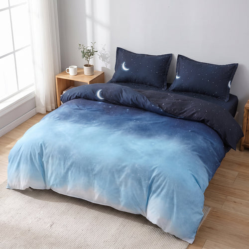 Duvet Cover Set Reversible Microfiber Bedding With Pillowcases - Image 1