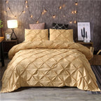Duvet Cover Set Quilted Pintuck Pinch Pleat Microfiber Solid Color - Image 3