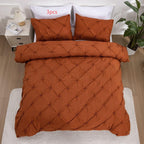 Duvet Cover Set Quilted Pintuck Pinch Pleat Microfiber Solid Color - Image 9