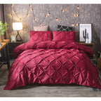 Duvet Cover Set Quilted Pintuck Pinch Pleat Microfiber Solid Color - Image 7