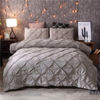 Duvet Cover Set Quilted Pintuck Pinch Pleat Microfiber Solid Color - Image 4