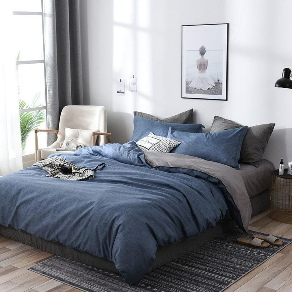 Duvet Cover Set Reversible Microfiber Bedding With Pillowcases - Image 6