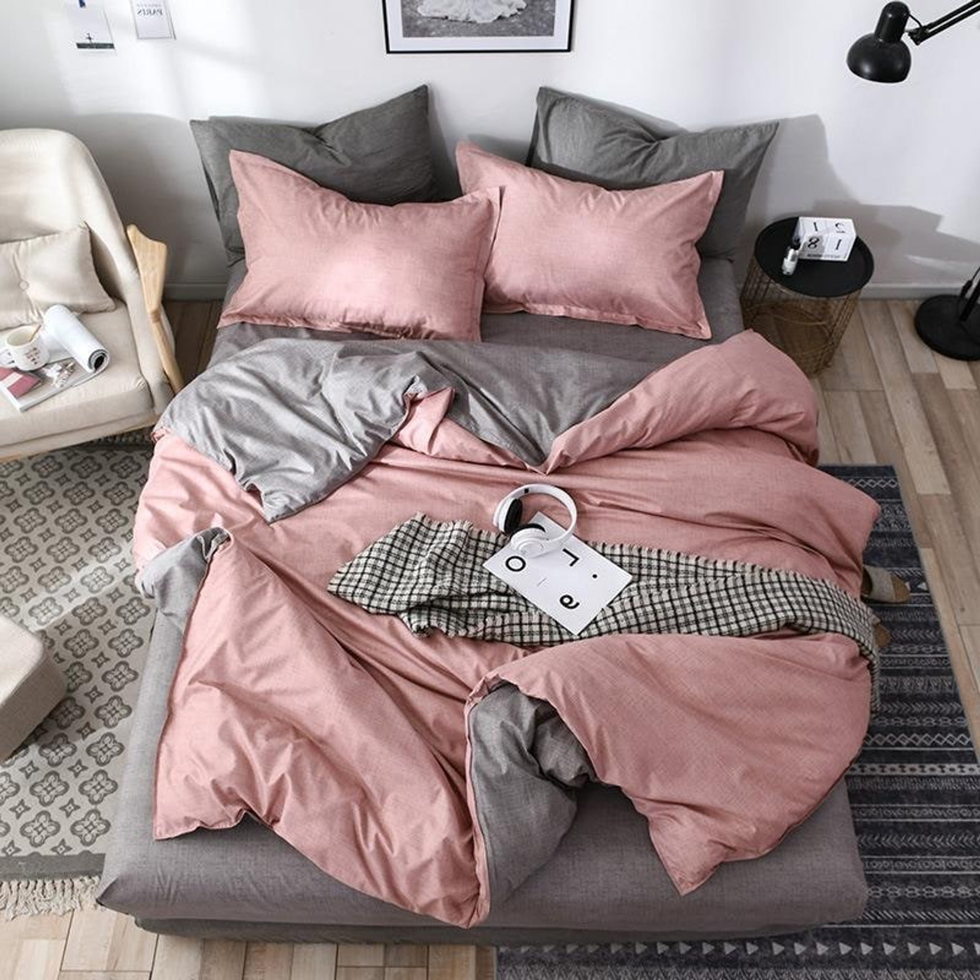 Duvet Cover Set Reversible Microfiber Bedding With Pillowcases - Image 4