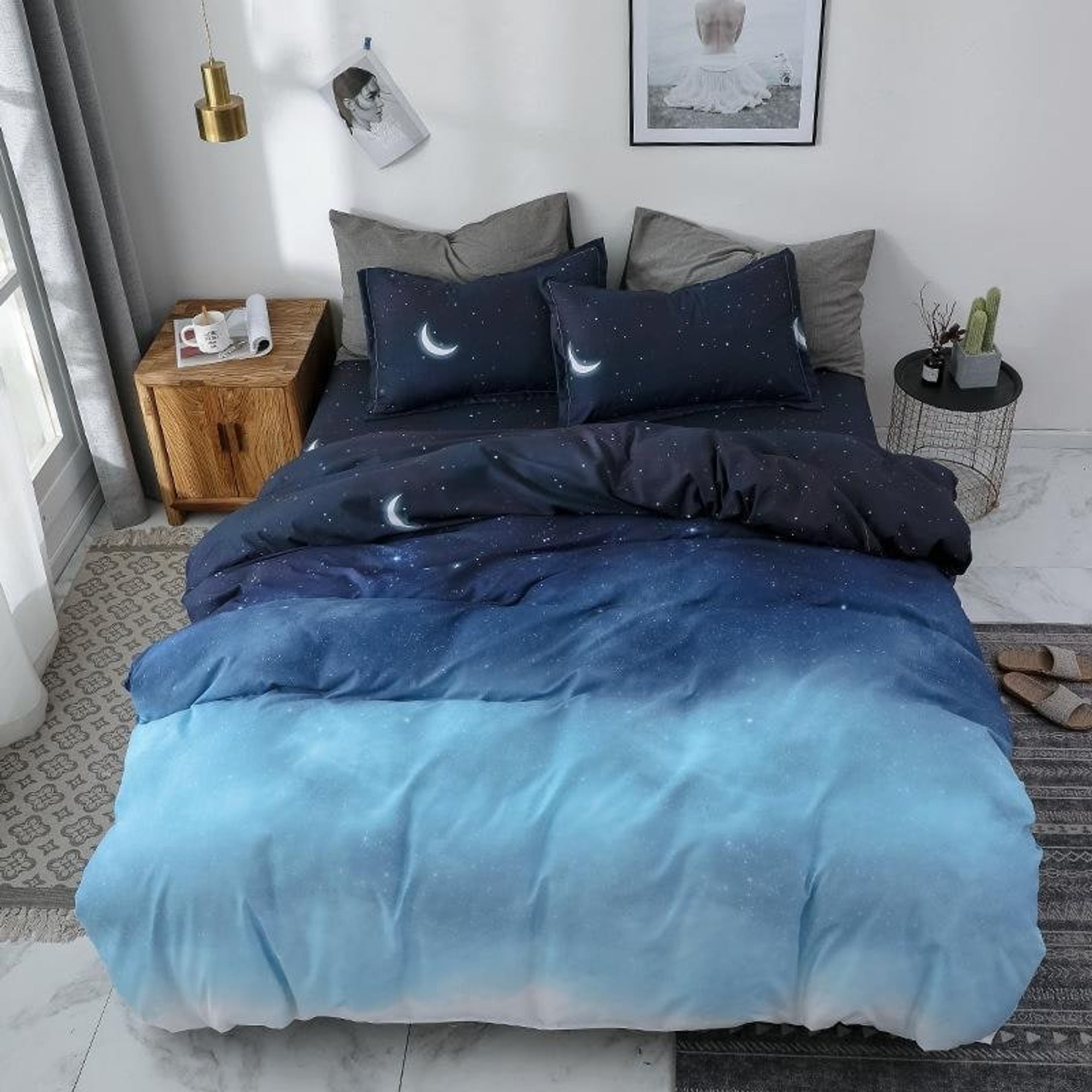Duvet Cover Set Reversible Microfiber Bedding With Pillowcases - Image 2