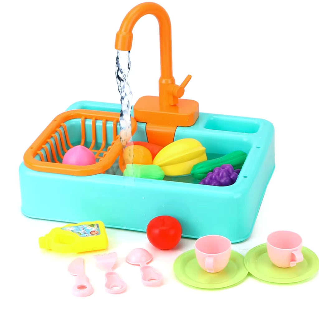Educational Play Sink With Interactive Water Tap And Food Set - Image 3