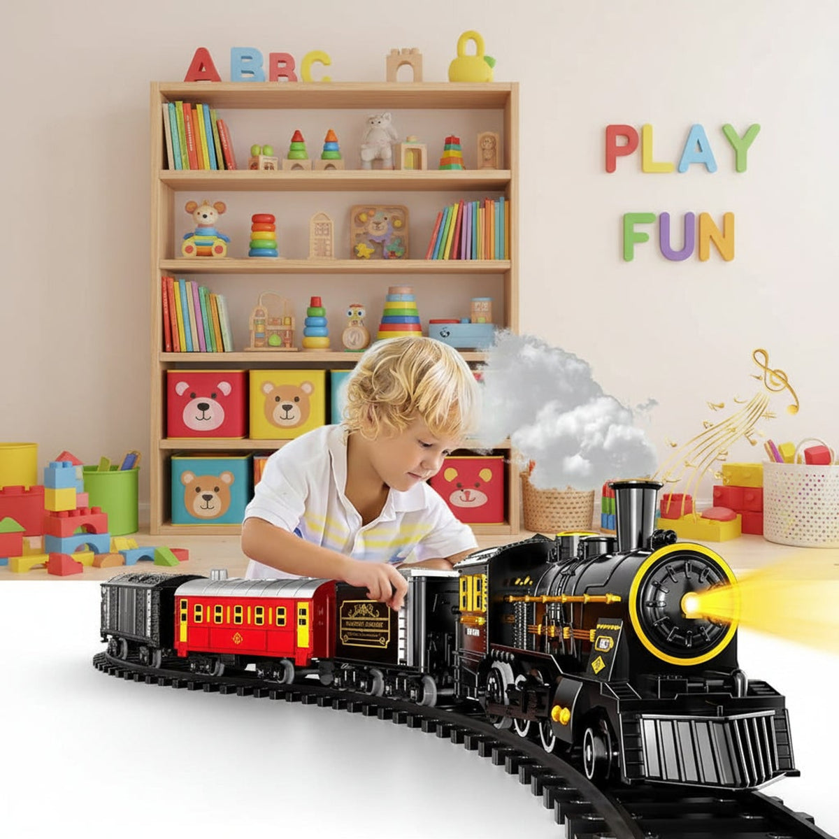 Electric Christmas Train Set With Flexible Tracks Festive Toy - Image 4