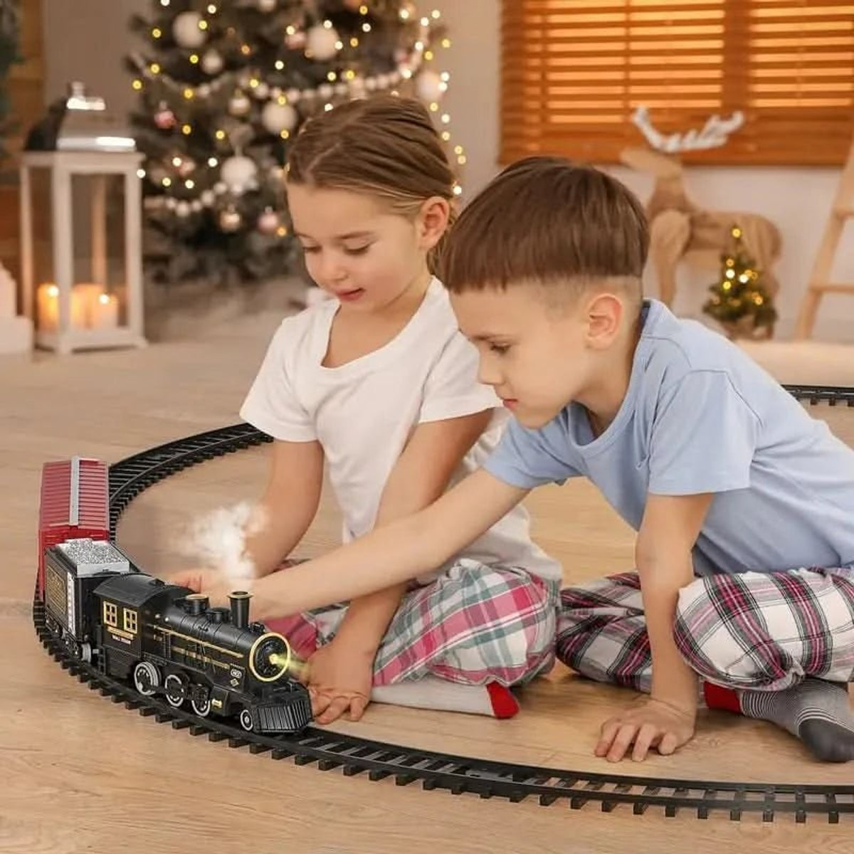 Electric Christmas Train Set With Flexible Tracks Festive Toy - Image 3