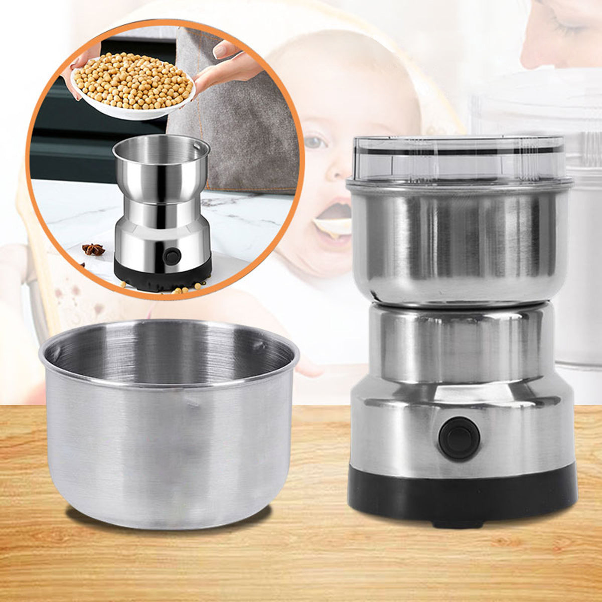 Electric Food Grinder 300 Ml Stainless Steel Spice And Coffee Grinder - Image 5
