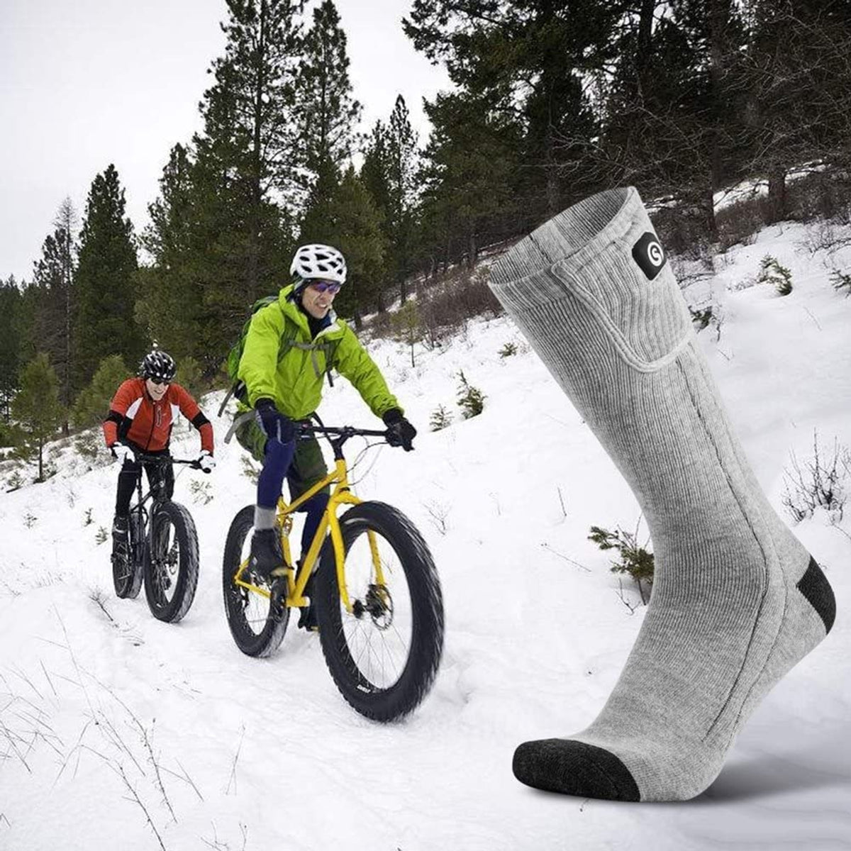 Electric Heated Apparel With Battery Pack Calf-length Ribbed Knit Unisex Socks - Image 5