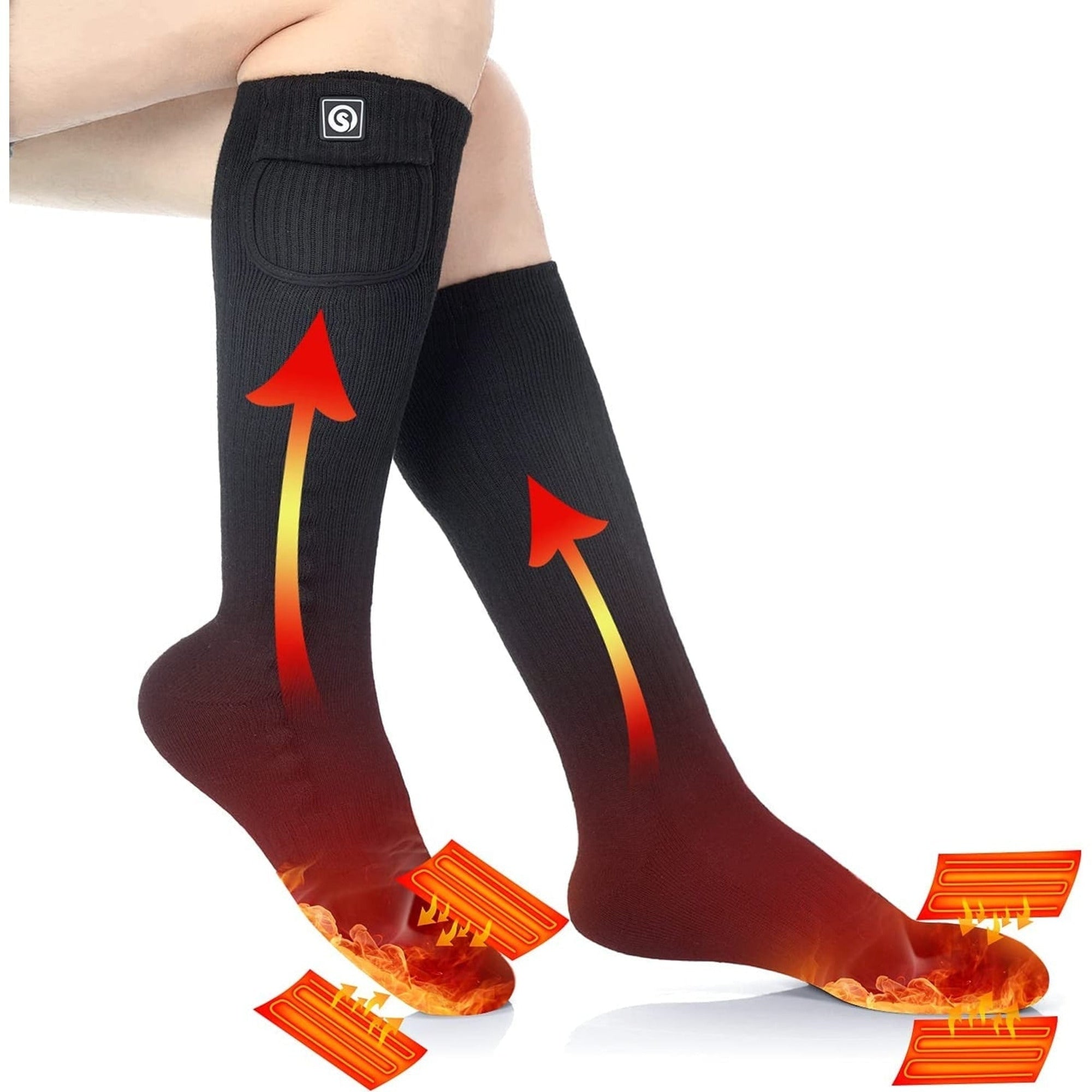 Electric Heated Apparel With Battery Pack Calf-length Ribbed Knit Unisex Socks - Image 1