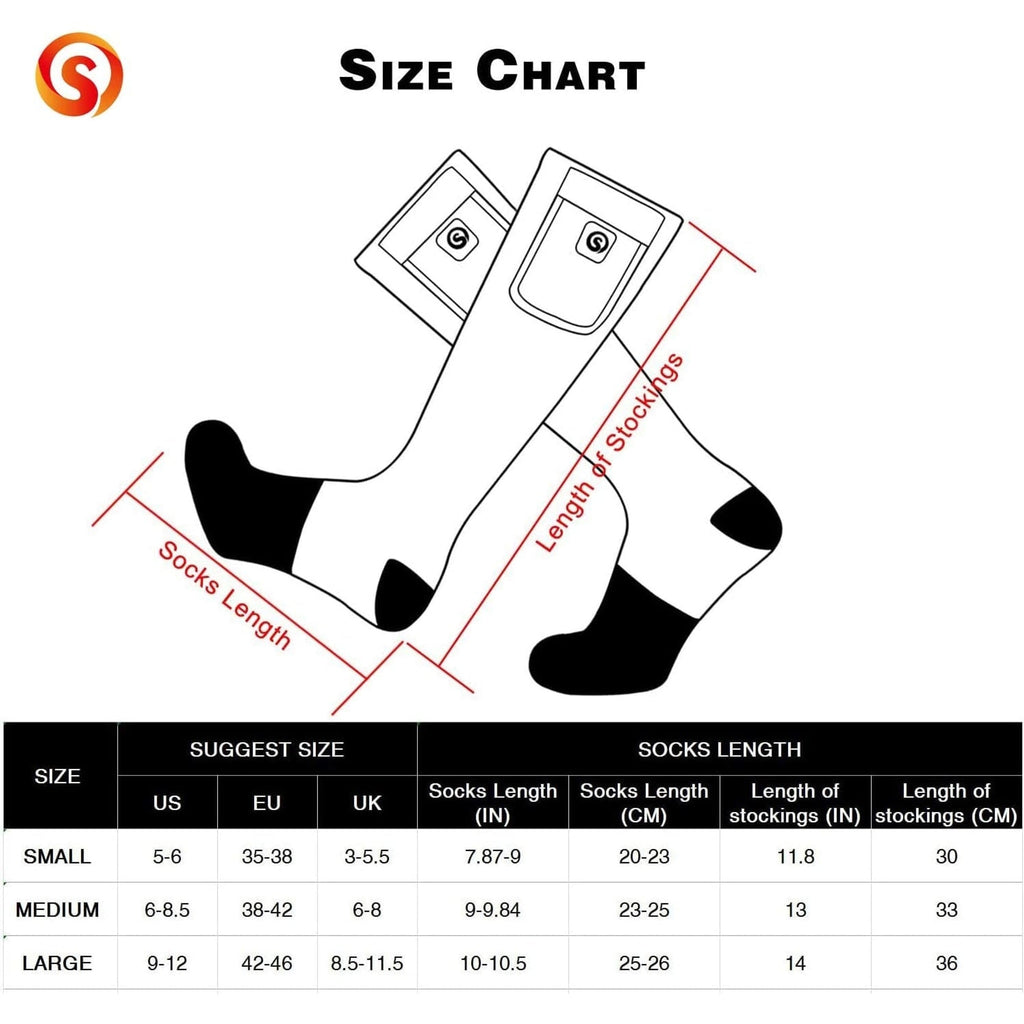 Electric Heated Apparel With Battery Pack Calf-length Ribbed Knit Unisex Socks - Image 6
