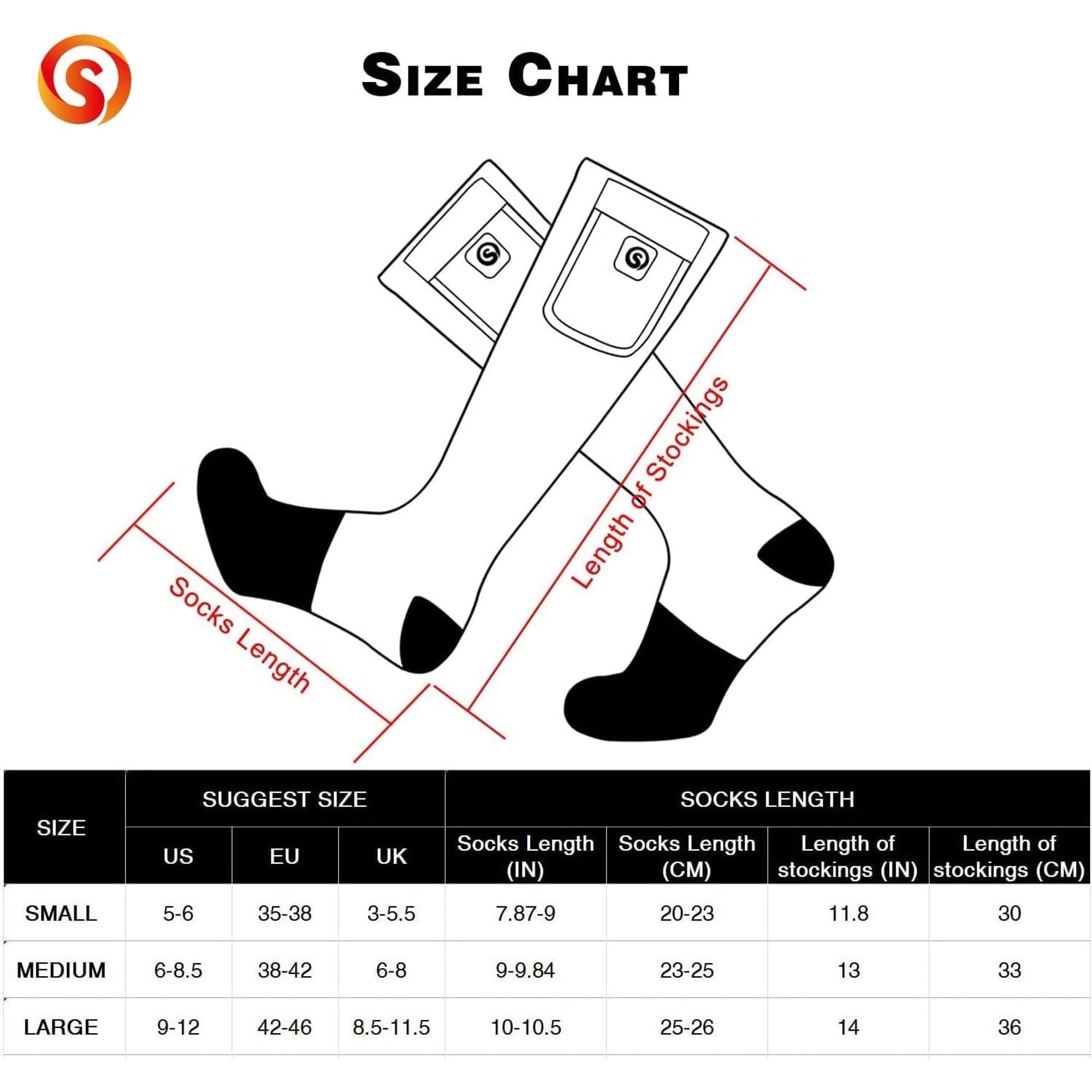 Electric Heated Apparel With Battery Pack Calf-length Ribbed Knit Unisex Socks - Image 6