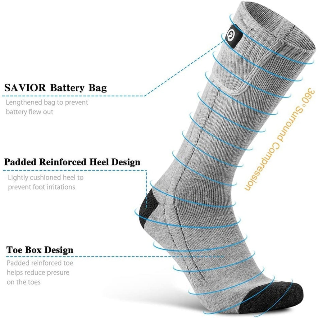 Electric Heated Apparel With Battery Pack Calf-length Ribbed Knit Unisex Socks - Image 3